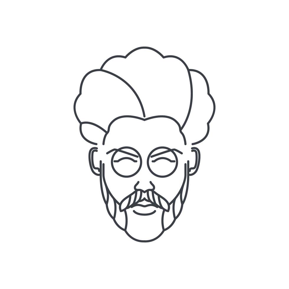 legal homem face Penteado barbudo bigode círculo oculos de sol linha minimalista logotipo Projeto vetor