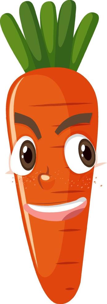 personagem de desenho animado de cenoura com expressão facial vetor
