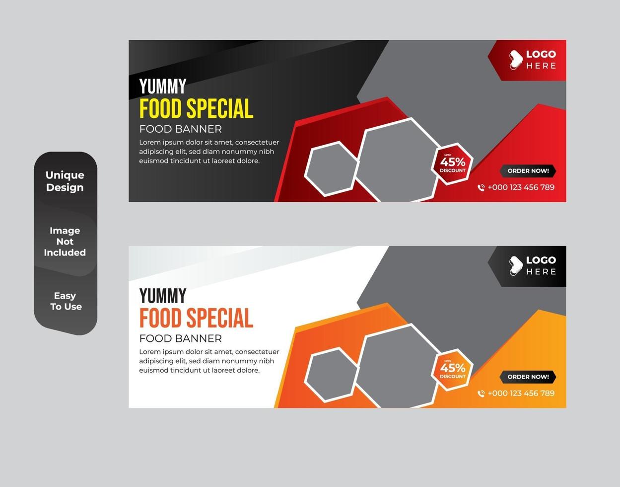 conjunto de modelos de design de banner de comprovante de mídia social para restaurante vetor