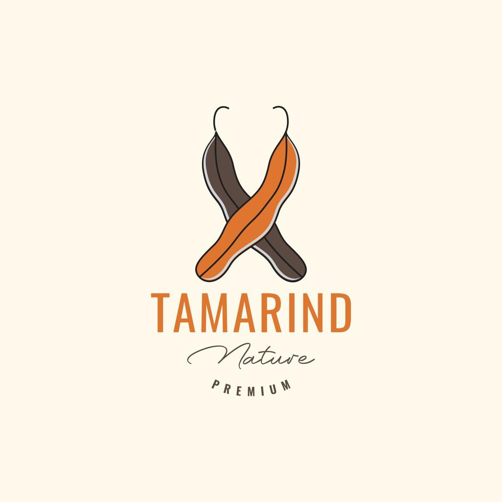 Tamarindo fruta vegetal cozinhando especiaria gosto ácido minimalista logotipo Projeto ícone vetor ilustração