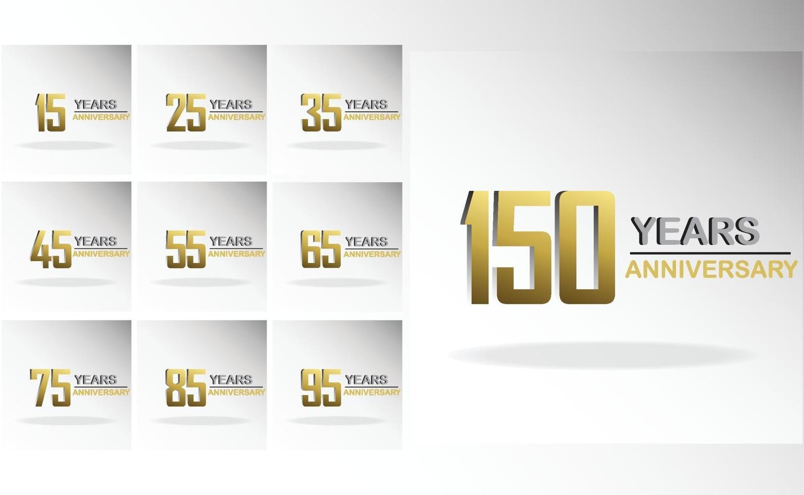 definir ano aniversário logotipo vetor modelo design ilustração ouro elegante