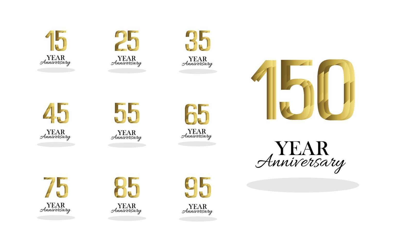 definir ano aniversário logotipo vetor modelo design ilustração ouro elegante
