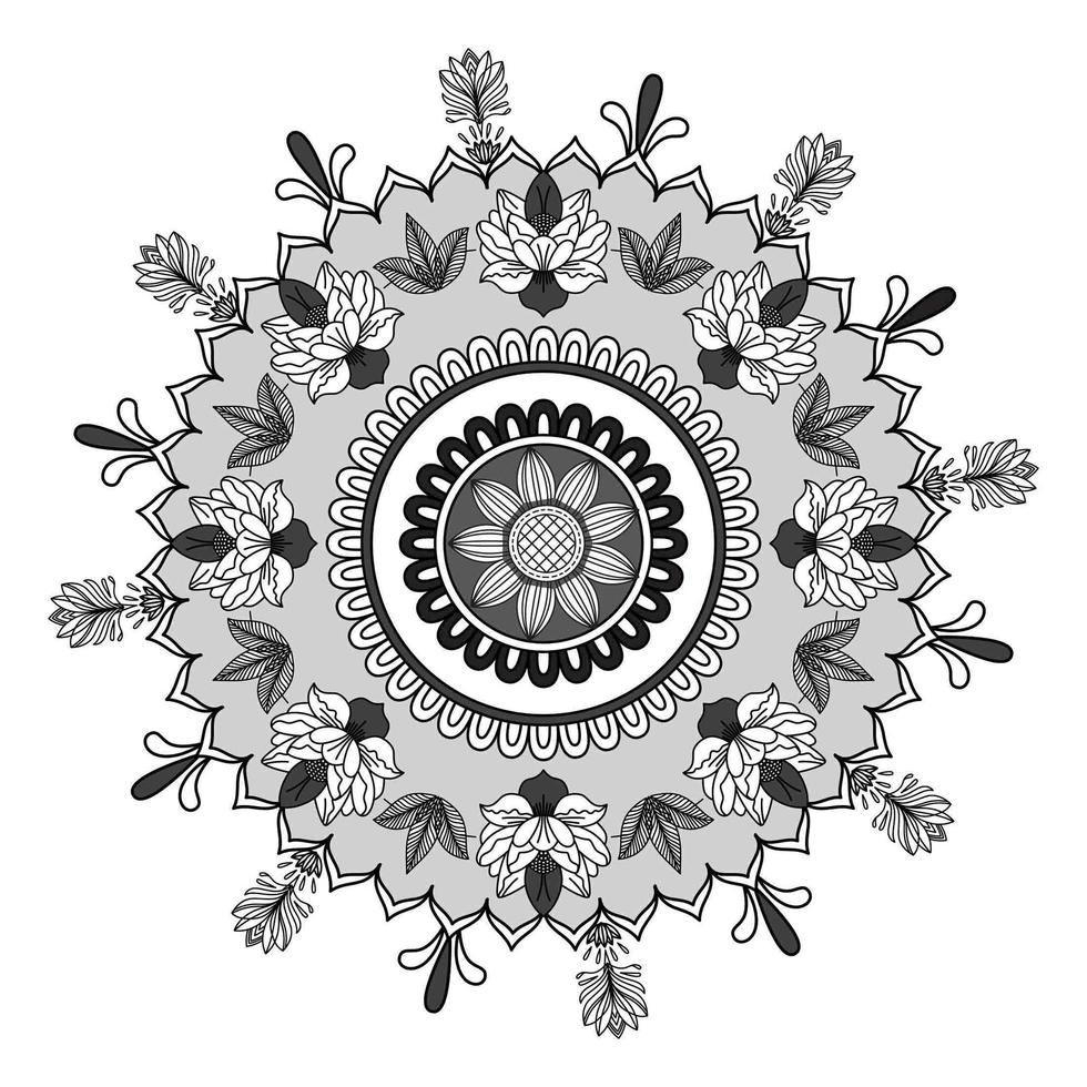 padrão floral circular em forma de mandala, ornamento decorativo em estilo oriental, fundo de desenho de mandala ornamental com videiras, pássaros e borboletas vetor livre