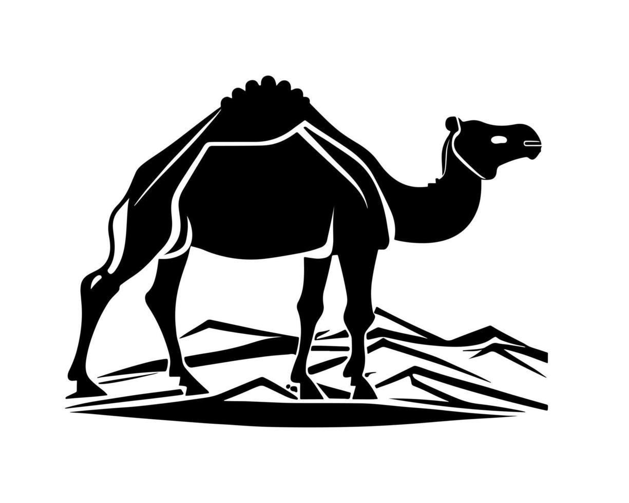 camelo silhueta Preto logotipo animais silhuetas ícones camelo cavaleiros deserto Palma silhueta vetor ilustração