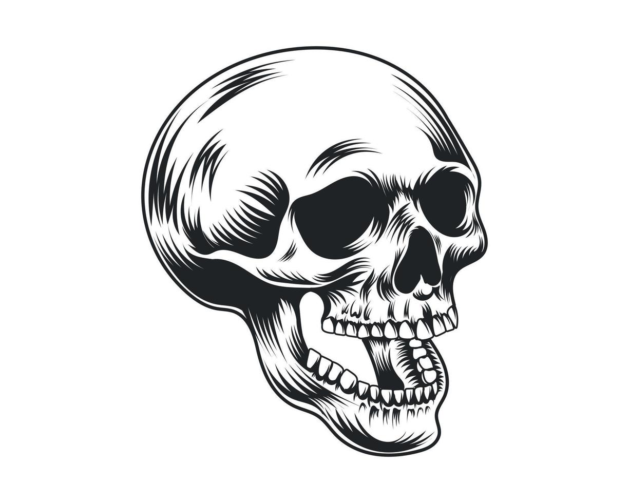vintage humano crânio vetor ilustração para camiseta, logotipo e outras