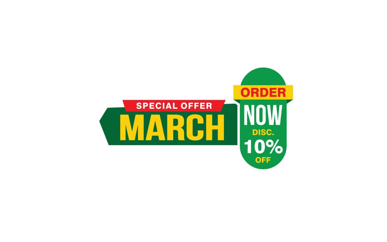 10 por cento marcha desconto oferecer, liberação, promoção bandeira disposição com adesivo estilo. vetor