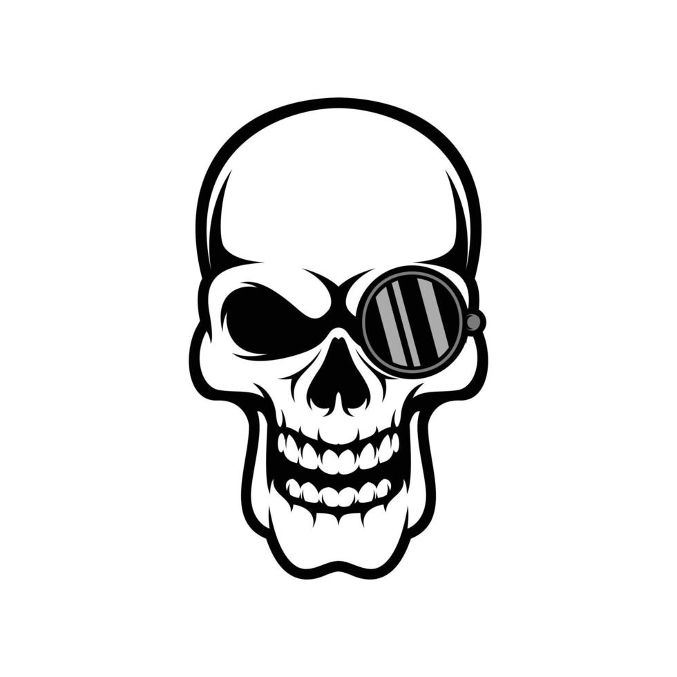 crânio oculos de sol mascote logotipo Projeto vetor