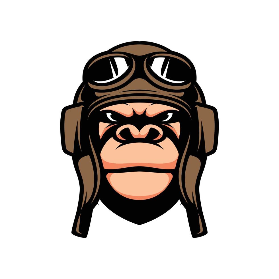 gorila piloto mascote logotipo Projeto vetor