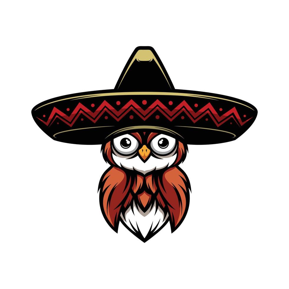 coruja sombrero mascote logotipo Projeto vetor