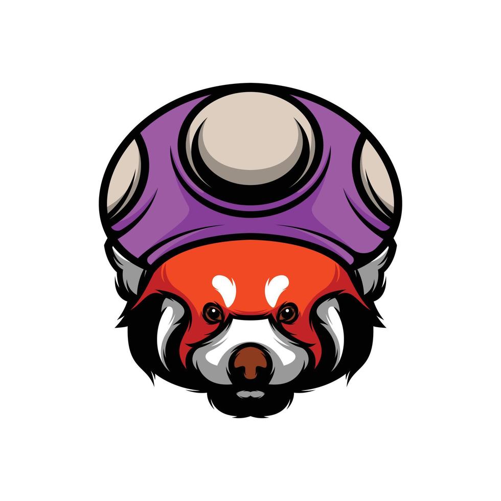 vermelho panda cogumelo chapéu mascote logotipo Projeto vetor