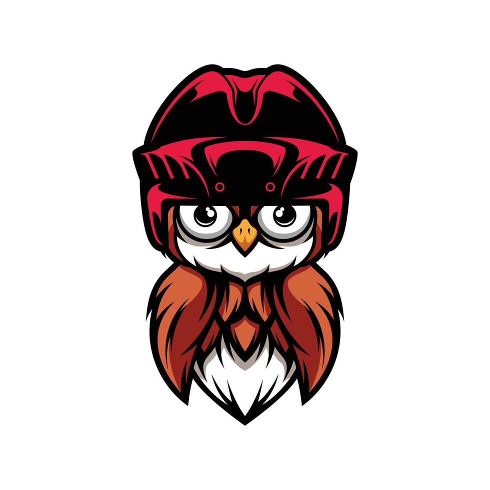 coruja hóquei capacete mascote logotipo Projeto vetor
