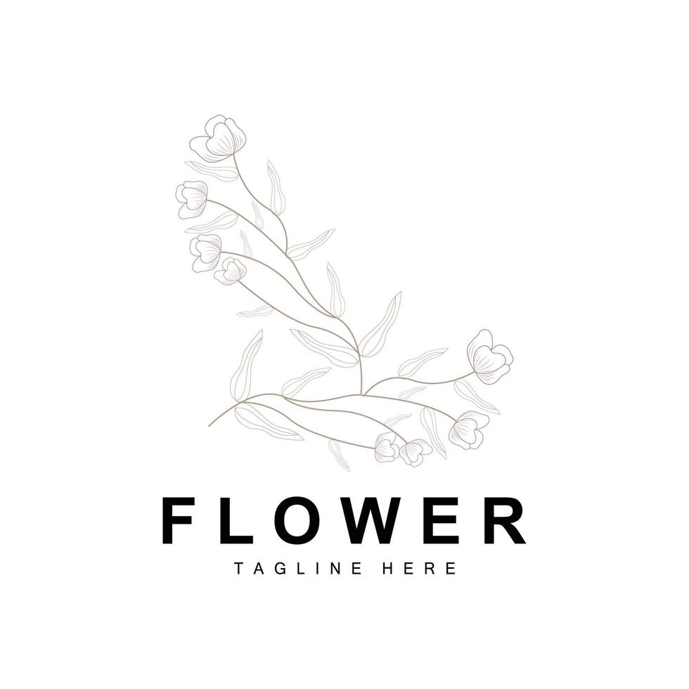 floral logotipo, folhas e flores botânico jardim vetor, floral Projeto do vida vetor