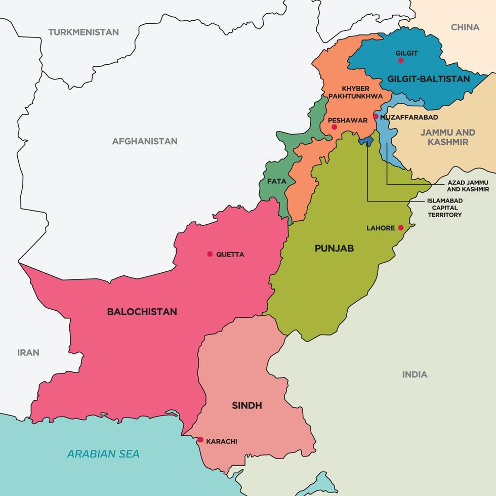 Paquistão mapa com em torno da fronteiras vetor