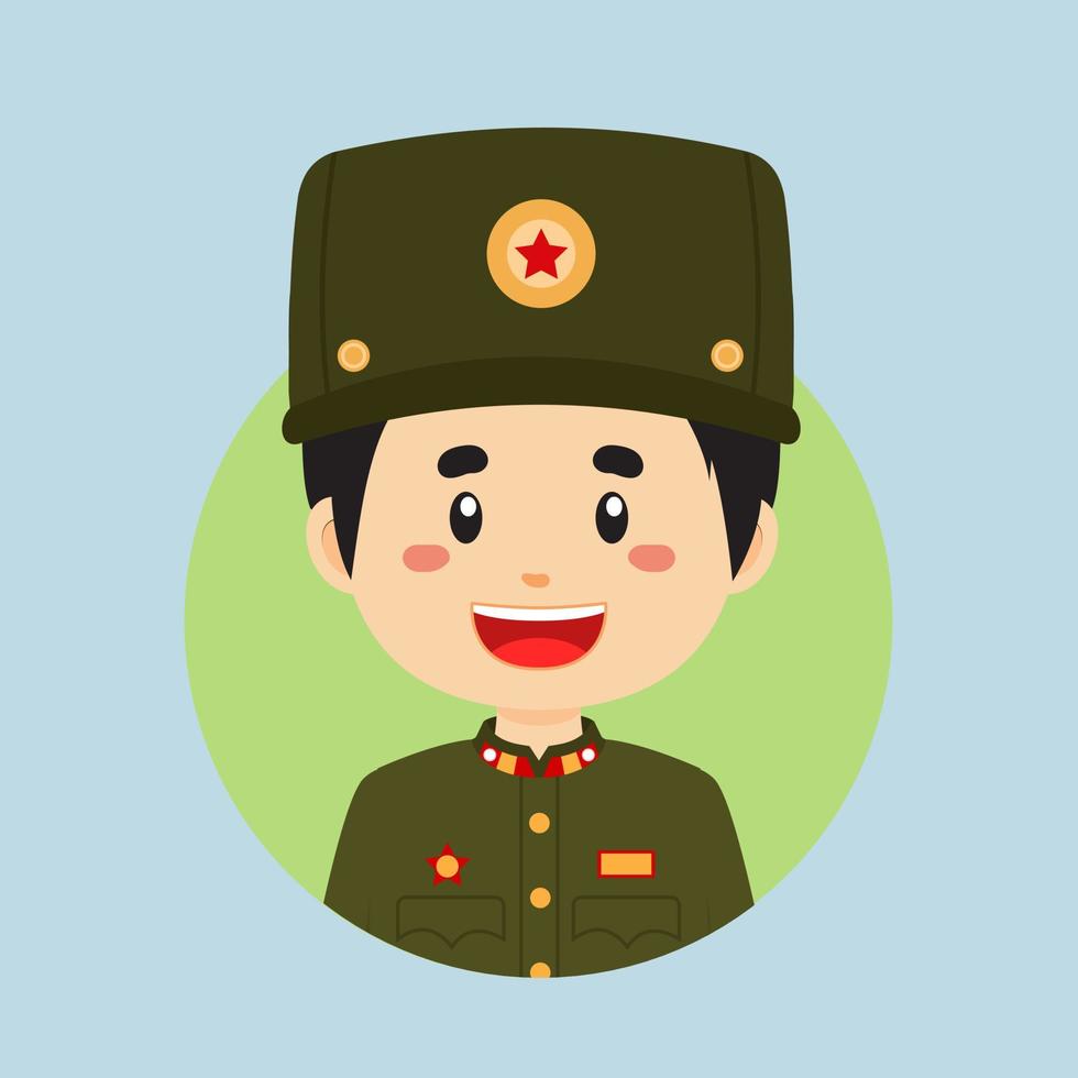 avatar do uma norte da coreia militares personagem vetor