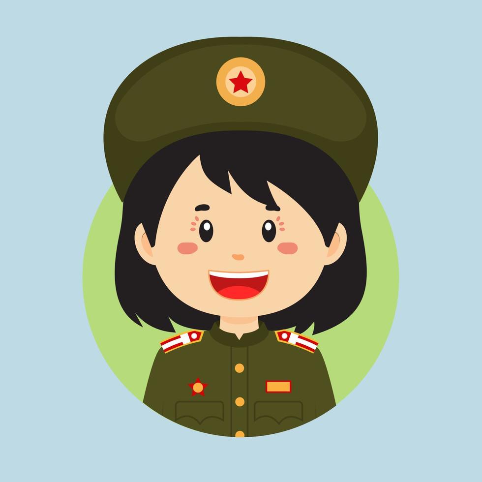 avatar do uma norte da coreia militares personagem vetor