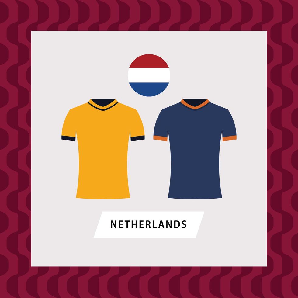 Países Baixos futebol nacional equipe uniforme plano ilustração. Europa país futebol equipe. vetor