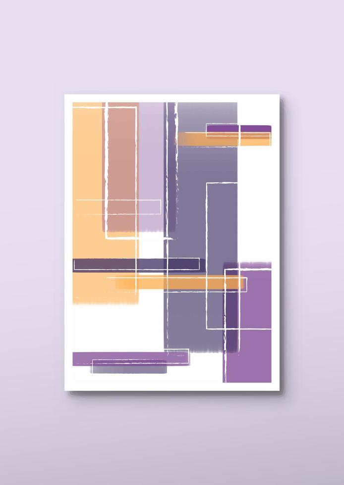 estético aguarela poster com laranja e roxa cores para parede decoração vetor