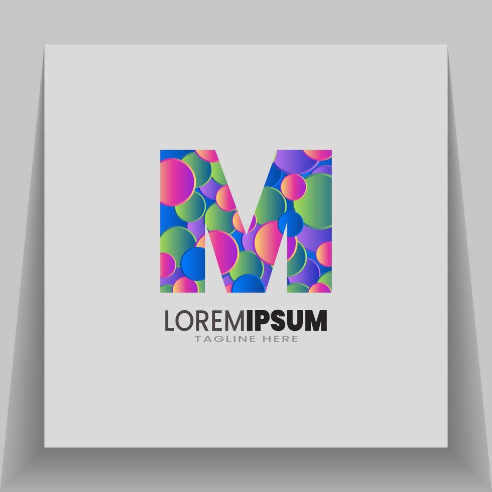 m carta logotipo colorida com círculo geométrico formas. moderno abstrato logotipo modelo, para marca identidade símbolo marca. vetor