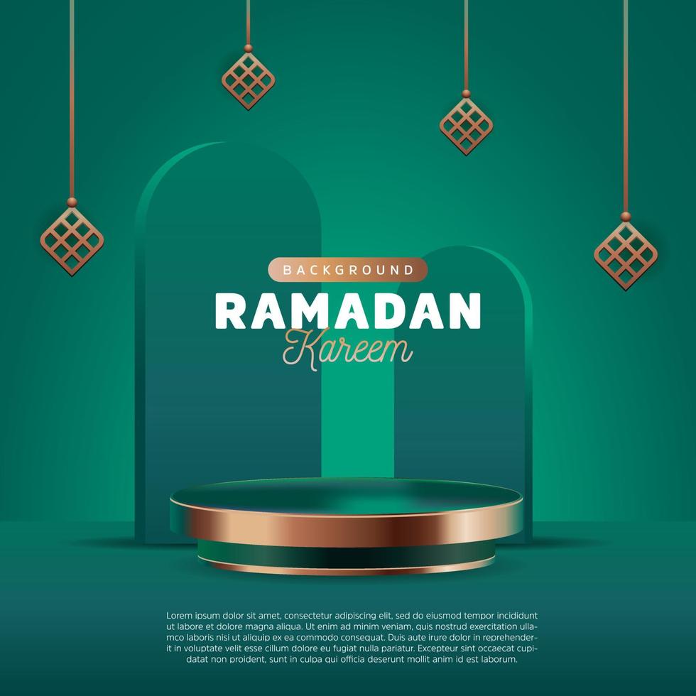 Ramadã pódio etapa modelo vetor ilustração elegante verde cor