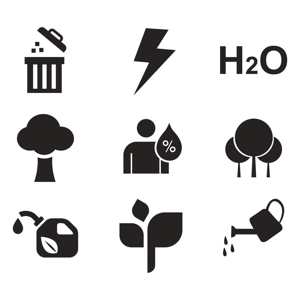 de Meio Ambiente problemas ícone definir. coleção do meio Ambiente e clima relacionado vetor glifo ícones