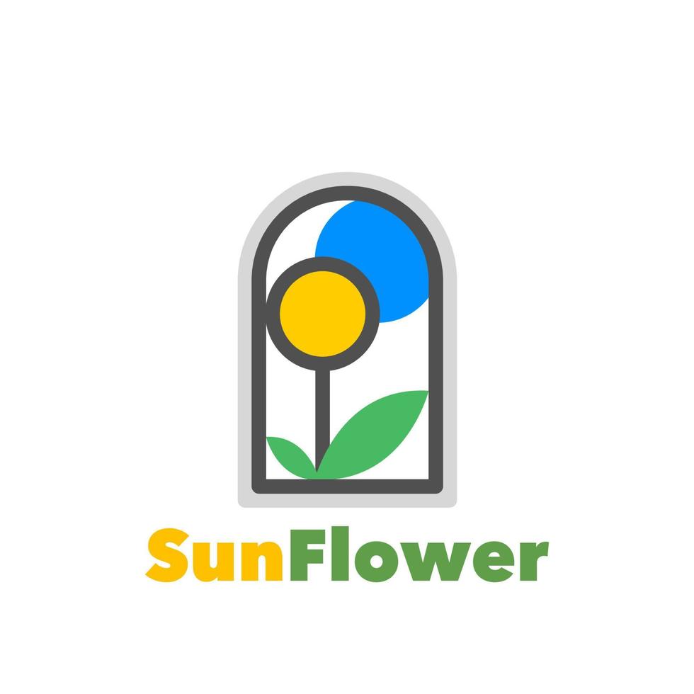 Sol flor logotipo simples vetor