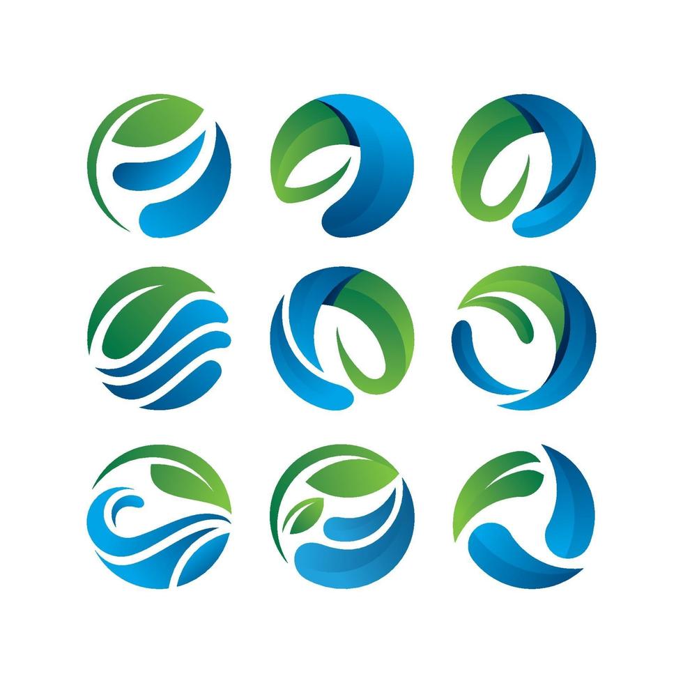 conceito de folha de água de círculo para modelo de vetor de logotipo de salvamento do ambiente