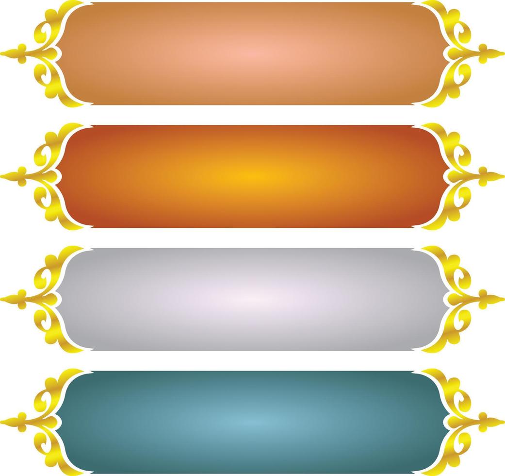 conjunto de moldura de título de banner islâmico árabe dourado de luxo png fundo transparente caixa de texto ouro imagens de design de vetor