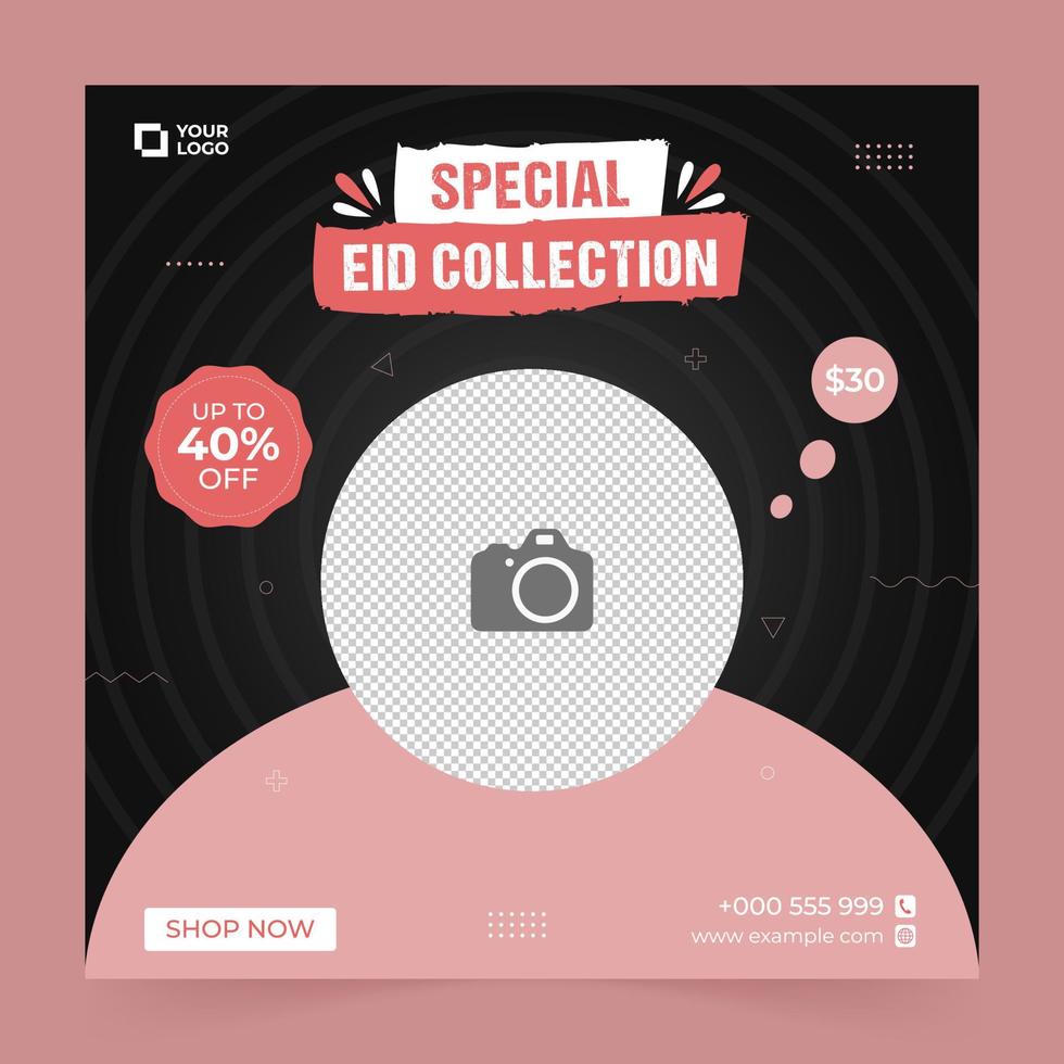 eid venda promoção quadrado bandeira modelo com foto colagem. adequado para rede promoção e social meios de comunicação modelo postar para anúncio. vetor ilustração.