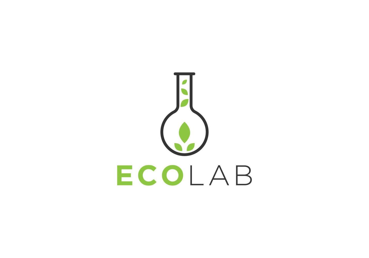 eps10 vetor ecologia laboratório logotipo Projeto modelo com frasco isolado em branco fundo