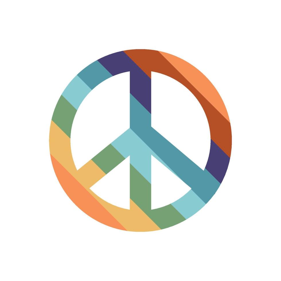ilustração em vetor plana boho hippie. pacífico retrô desenhado à mão, símbolo da paz