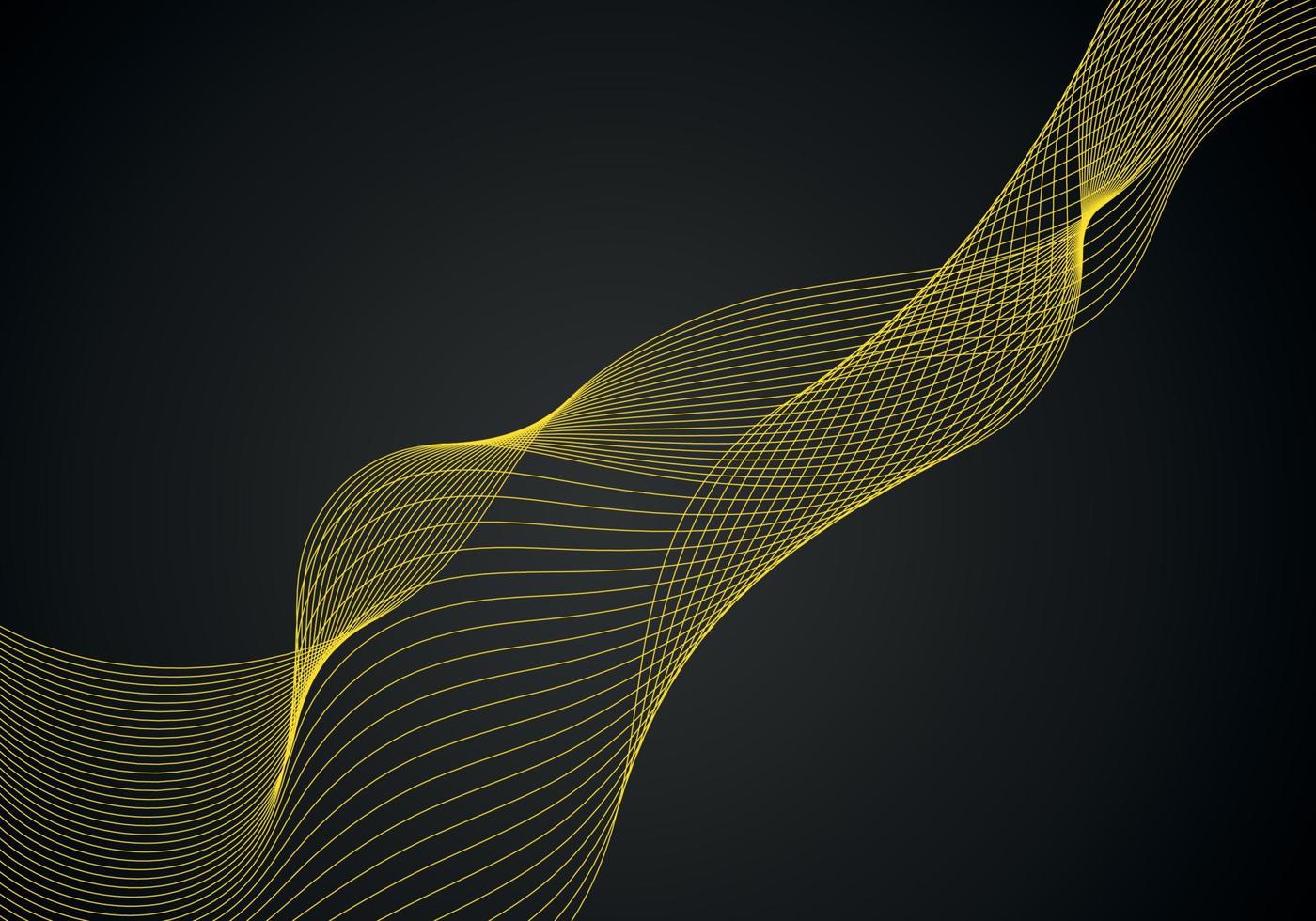 abstrato fundo, futurista amarelo ondulado ilustração dentro Preto fundo vetor