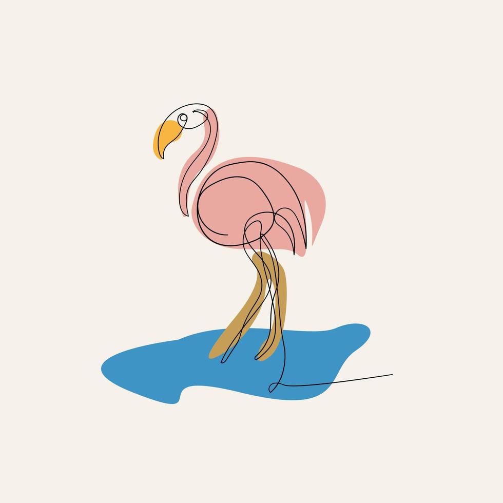 flamingo linha arte. mão desenhado vetor ilustração dentro rabisco estilo.