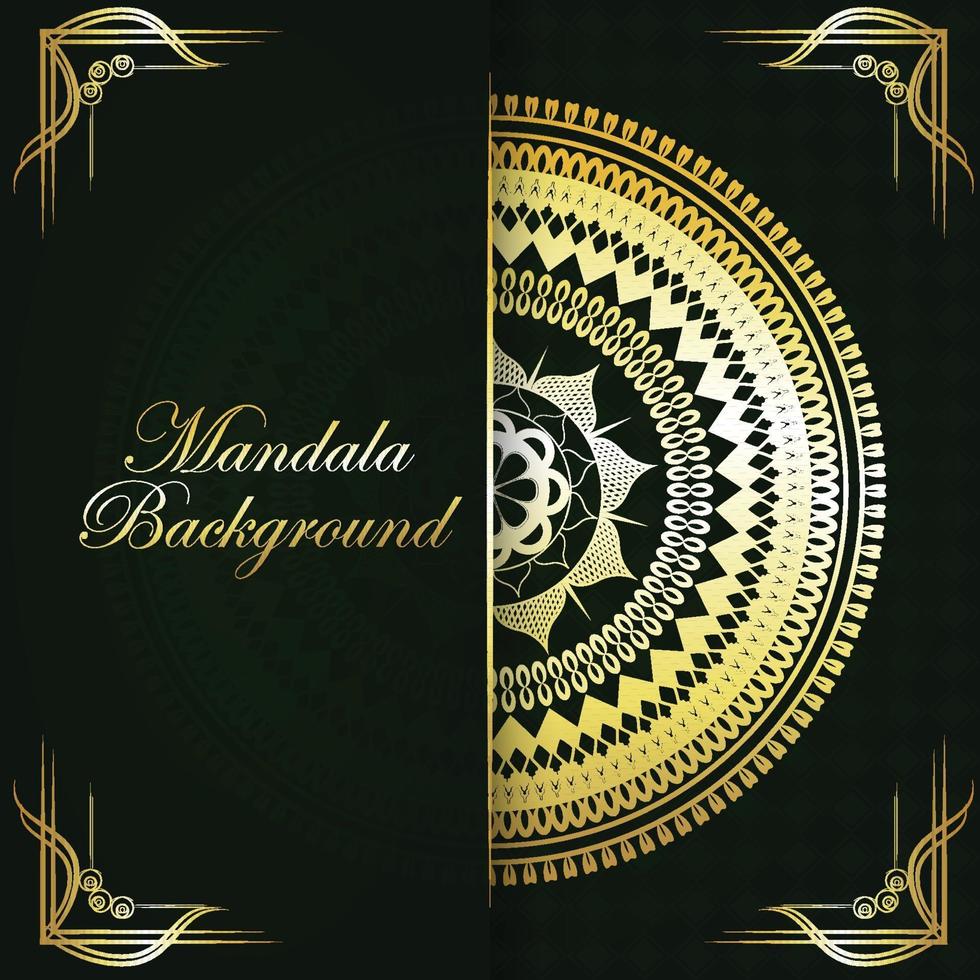 Mandala dourada islâmica luxuosa sobre fundo verde vetor