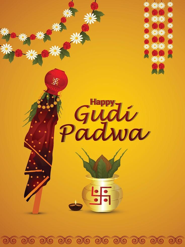 cartaz ou cartão comemorativo feliz gudi padwa ou ugadi vetor