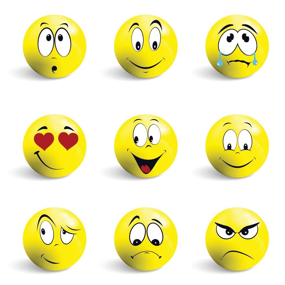 conjunto de emoticons. conjunto de emoji. sorria ícones isolados no fundo branco. vetor