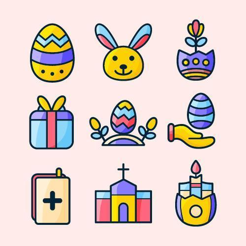 conjunto de ícones da festividade da páscoa vetor