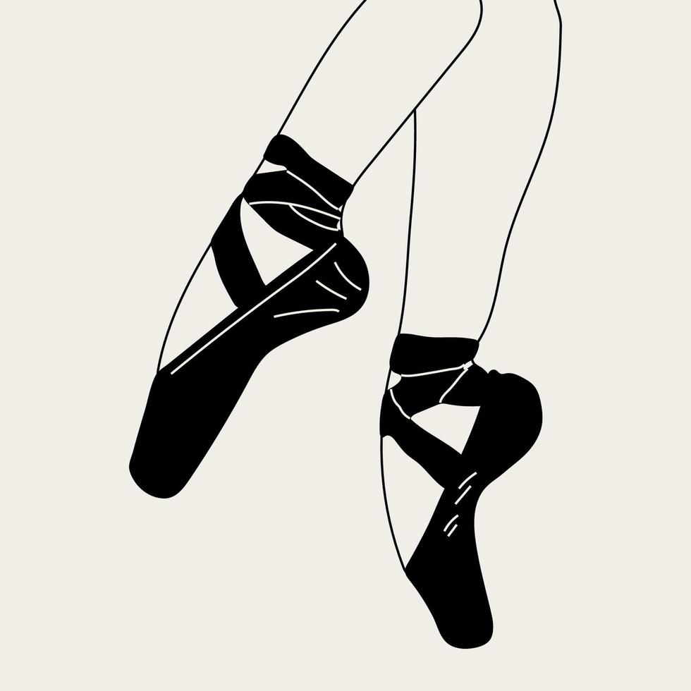ponta sapato, esboço mão desenhado ilustração. bailarina em a Rosa pontas dentro monocromático estilo. artista ou mulher dentro a balé estúdio. vetor