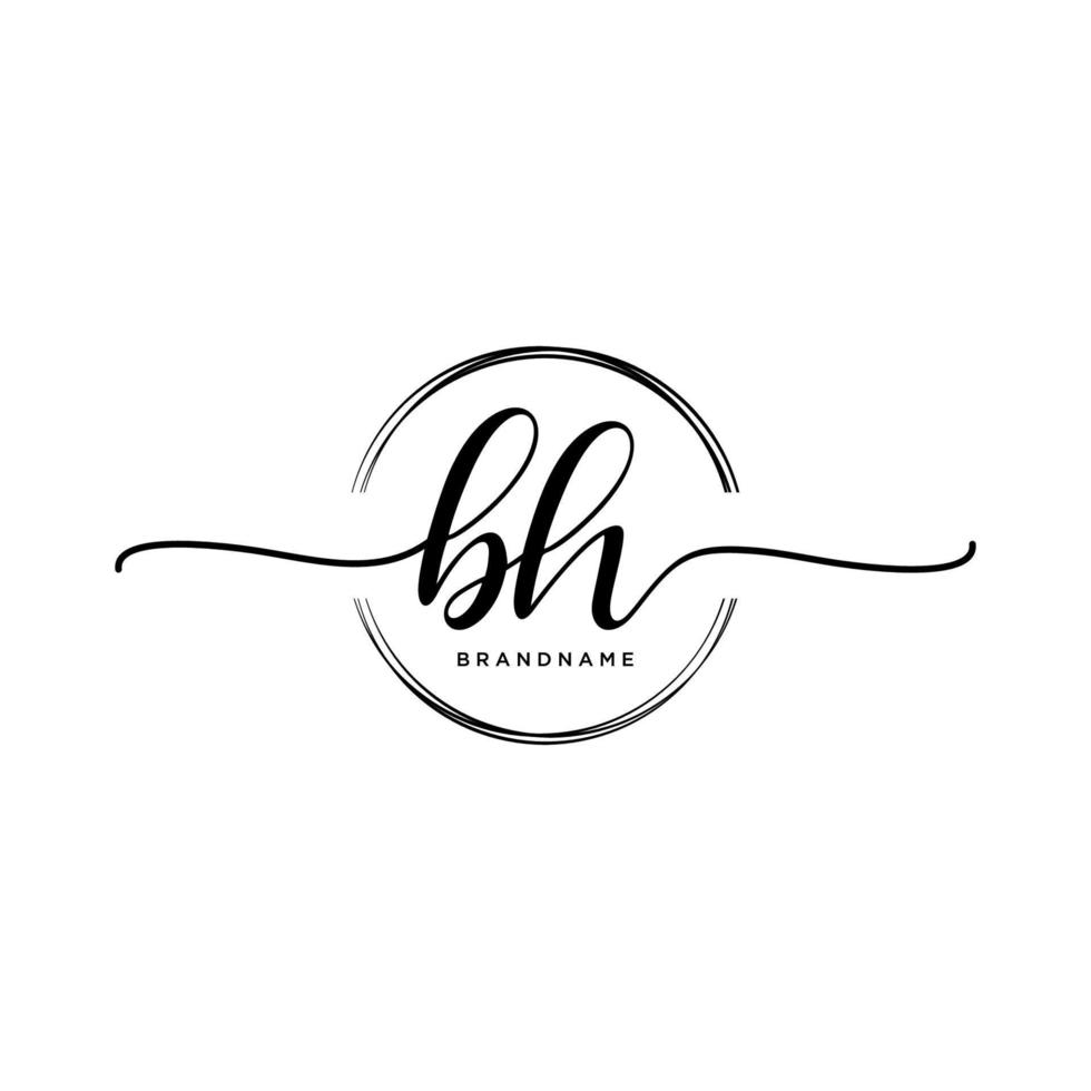 inicial bh feminino logotipo coleções modelo. caligrafia logotipo do inicial assinatura, casamento, moda, joalheria, butique, floral e botânico com criativo modelo para qualquer companhia ou negócios. vetor