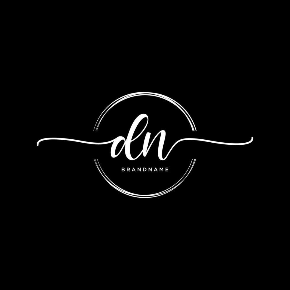 inicial dn feminino logotipo coleções modelo. caligrafia logotipo do inicial assinatura, casamento, moda, joalheria, butique, floral e botânico com criativo modelo para qualquer companhia ou negócios. vetor