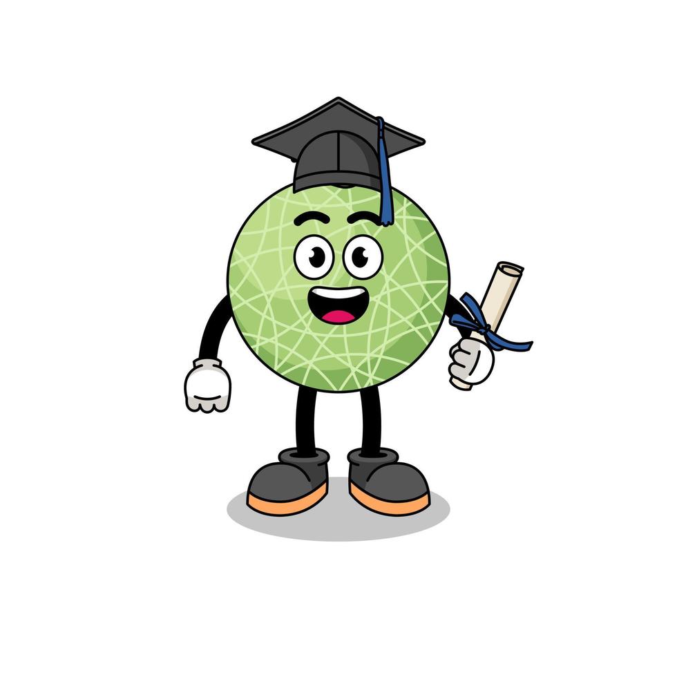Melão fruta mascote com graduação pose vetor