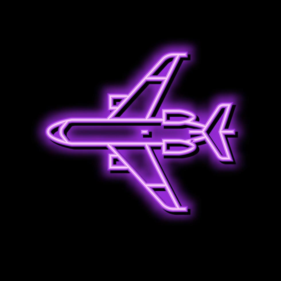transporte avião aeronave néon brilho ícone ilustração vetor