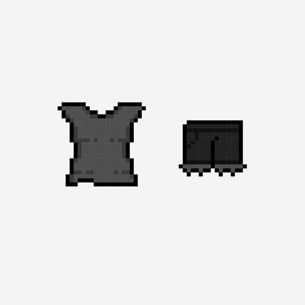 Preto camisa e curto calça dentro pixel arte estilo vetor