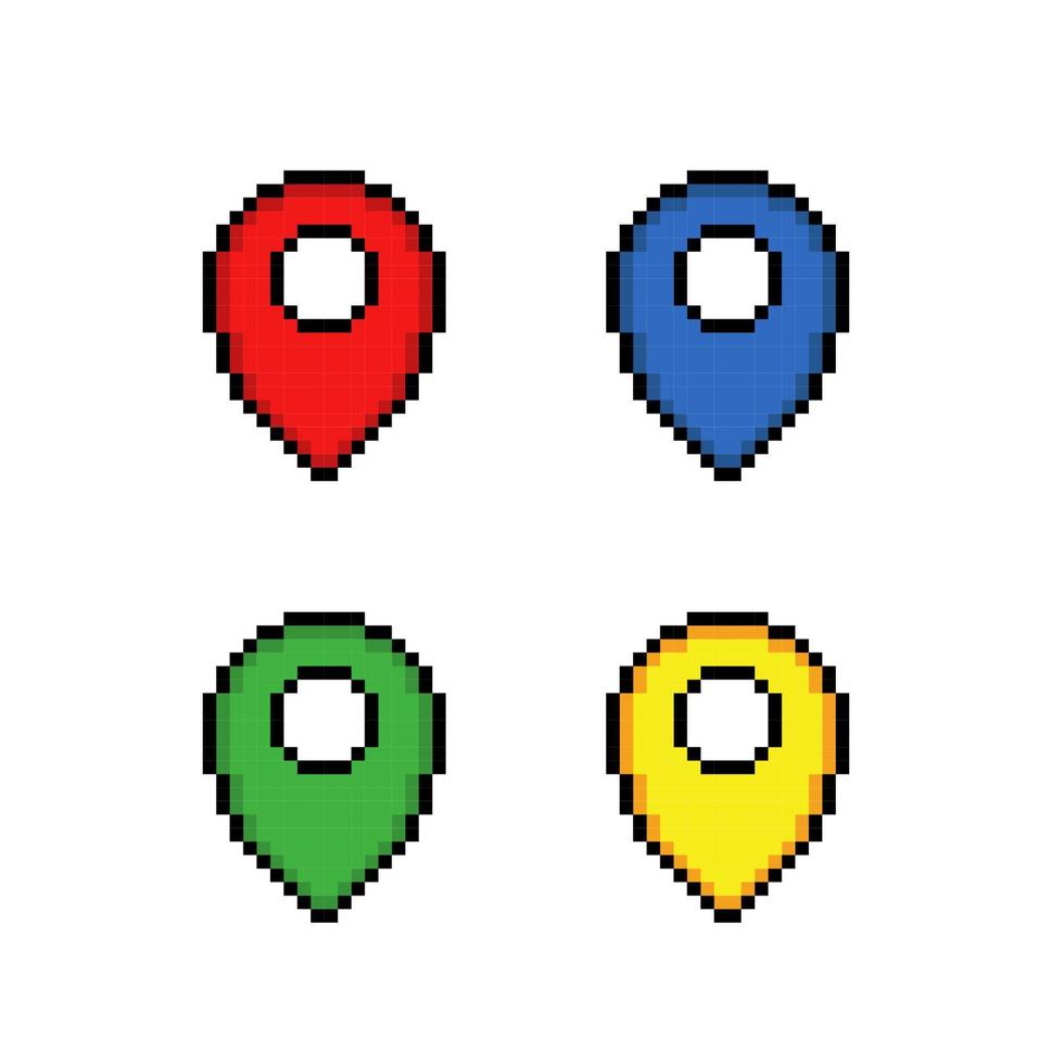 GPS ponto com diferente cor dentro pixel arte estilo vetor