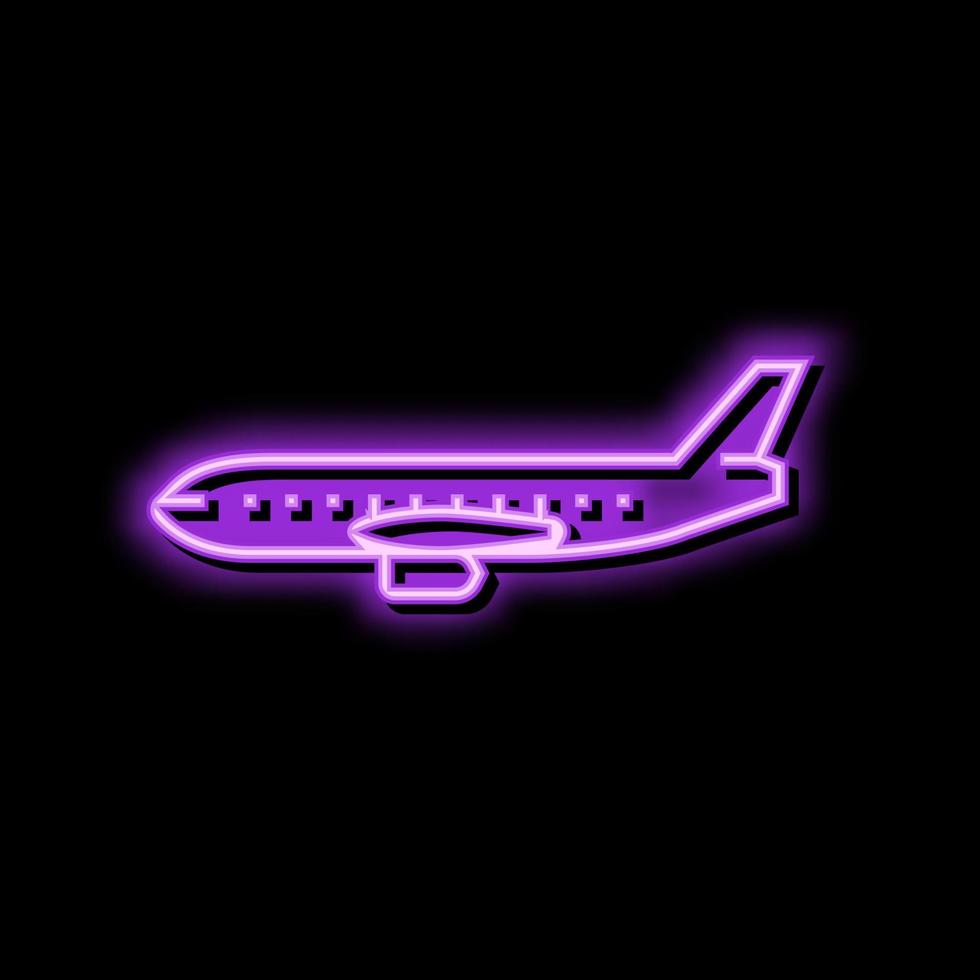 passageiro avião avião néon brilho ícone ilustração vetor