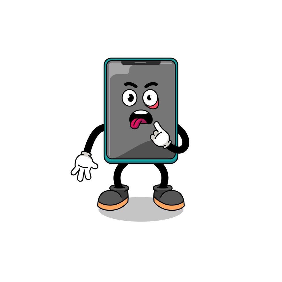 personagem ilustração do Smartphone com língua degola Fora vetor