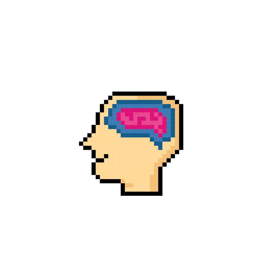 cérebro dentro cabeça dentro pixel arte estilo vetor