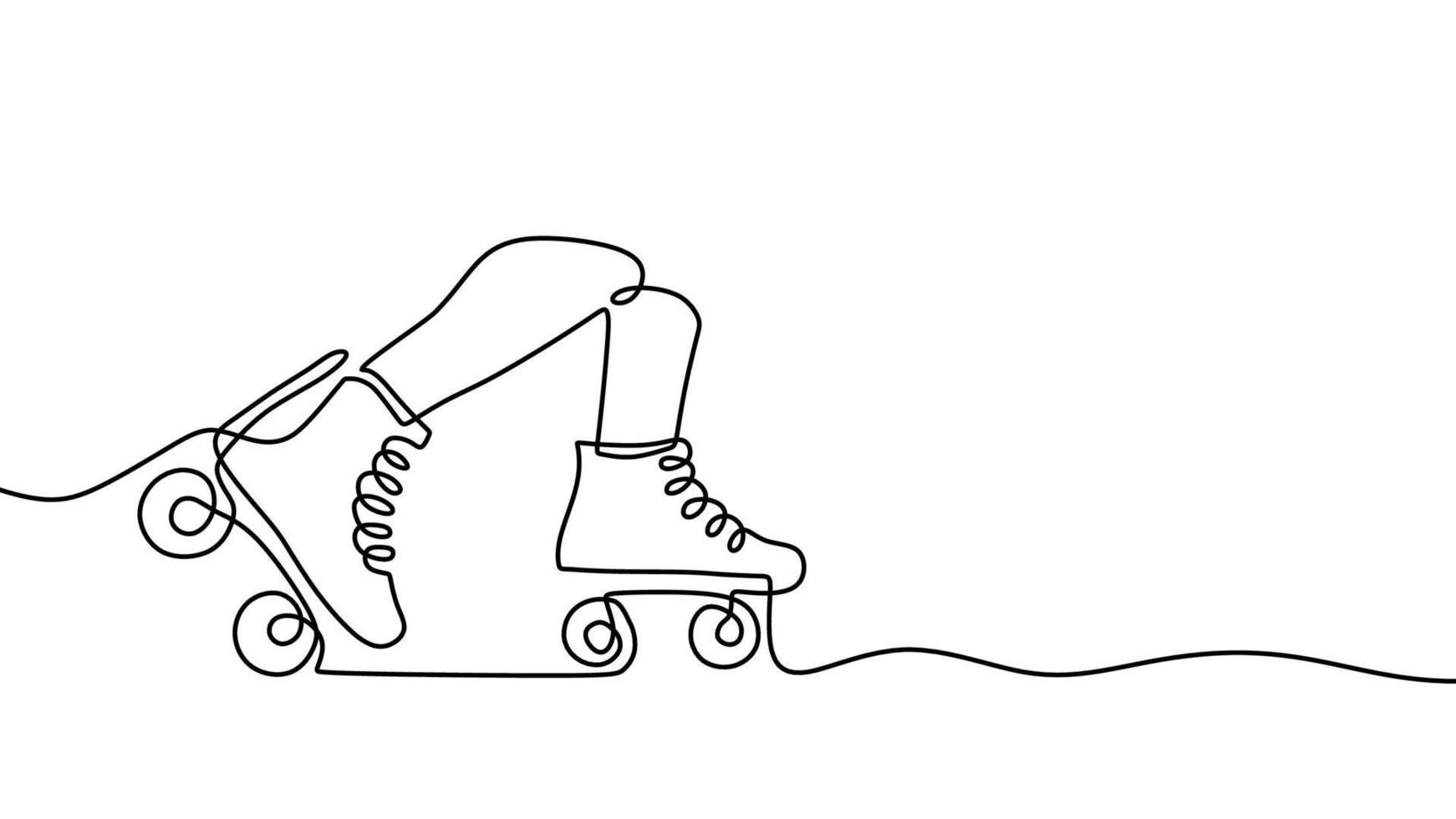 rolo sapatos 1 linha desenho, contínuo mão desenhado esporte tema vetor
