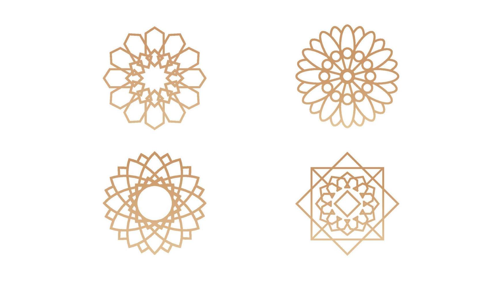 quatro islâmico formas enfeites isolado em branco fundo. vetor