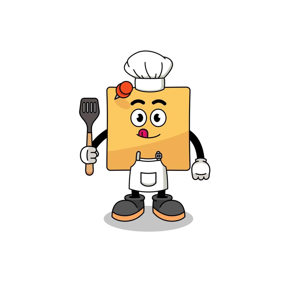 mascote ilustração do pegajoso Nota chefe de cozinha vetor