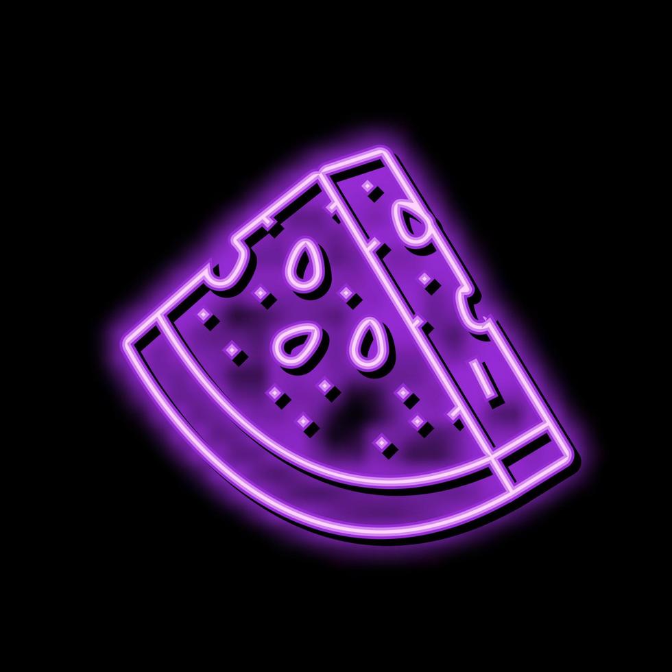 Melancia fatia triangular néon brilho ícone ilustração vetor